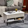 Hivvago 31.5 Inch Lift Top Coffee Table With Hidden Compartment And 2 Storage Shelves-gray