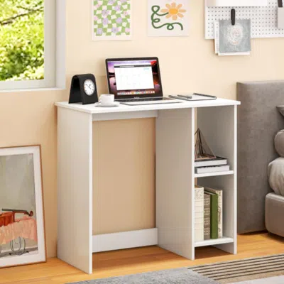 Hivvago 31.5 Inch Modern Home Office Desk With 2 Compartments-white
