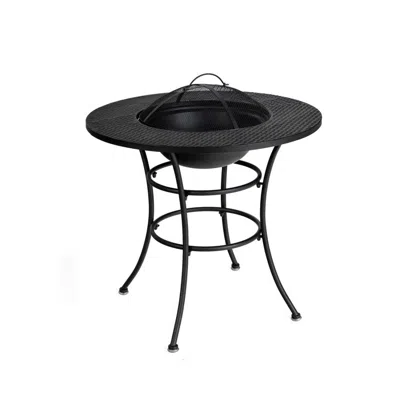 Hivvago 31.5 Inch Patio Fire Pit Dining Table With Cooking Bbq Grate In Black