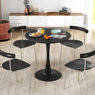 Hivvago 31.5 Inch Round Dining Table With Anti-slip Pp Ring-black In Brown