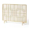 Hivvago 31x41 Fireplace Screen, Overlapping Square Design, Classic Gold Iron