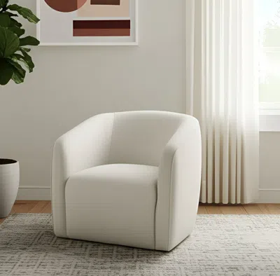 Hivvago 32" Beige Fabric Barrel Club Chair In White