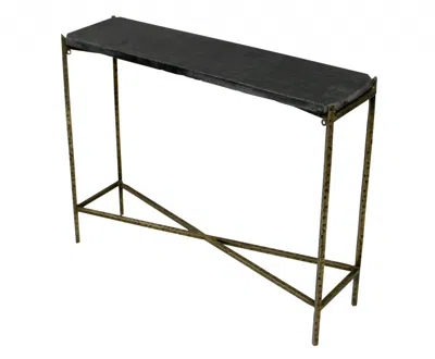 Hivvago 32" Black And Gold Stone Frame Console Table