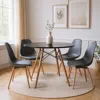 Hivvago 32" Black And Natural Wood Round Top Dining Table In Black