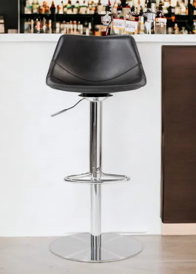 Hivvago 32" Black And Silver Steel Swivel Low Back Bar Height Bar Chair