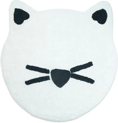 Hivvago 32" Black And White Cotton Cat Shaped Youthful Bath Rug