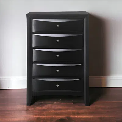 Hivvago 32" Black Solid Wood Five Drawer Standard Chest