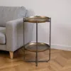 Hivvago 32" Bronze And Gray Steel Round Pedestal End Table In Gold