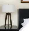 Hivvago 32" Brown Metal Tripod Table Lamp With Off White Drum Shade In Brown
