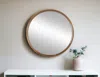 Hivvago 32" Brown Round Wood Framed Accent Mirror In Brown