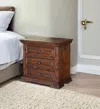 Hivvago 32" Brown Solid Wood Three Drawer Nightstand In Brown