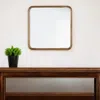 Hivvago 32" Brown Square Wood Framed Accent Mirror In Brown