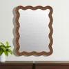 Hivvago 32" Brown Wood Wavy Scalloped Accent Mirror In Brown