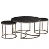 Hivvago 32" Champagne And Charcoal Manufactured Wood And Metal With Iron Round Coffee Table In Metallic