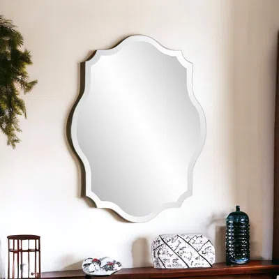 Hivvago 32" Clear Scalloped Edges Unframed Accent Mirror In Silver