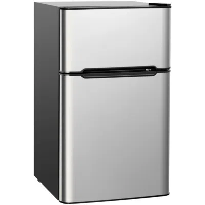 Hivvago 3.2 Cu Ft. Compact Stainless Steel Refrigerator-gray In Metallic