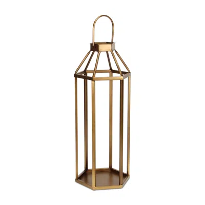 Hivvago 32" Gold Geometric Metal Floor Lantern Candle Holder