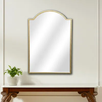 Hivvago 32" Gold Metal Beaded Arch Accent Mirror