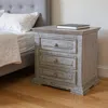 Hivvago 32" Gray Solid Wood Three Drawer Nightstand In Gray