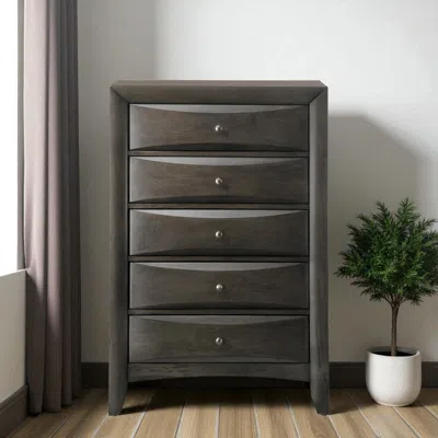 Hivvago 32" Gray Wood Five Drawer Dresser In Black