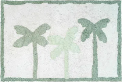 Hivvago 32" Green And White Cotton Palm Trees Bath Rug