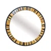 Hivvago 32 Inch Accent Wall Mirror, Round Metal Frame With Agate Inspired Pattern In Multi