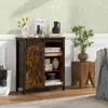 HIVVAGO 32 INCH FARMHOUSE SIDEBOARD BUFFET CABINET WITH SLIDING BARN DOOR AND ADJUSTABLE SHELVES-RUSTIC BROW