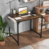 Hivvago 32 Inch Home Office Desk With Charging Station Storage Bag And Headphone Hook-rustic Brown