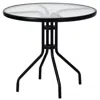 Hivvago 32 Inch Outdoor Patio Round Tempered Glass Top Table With Umbrella Hole
