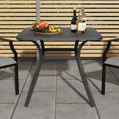 Hivvago 32 Inch Patio Dining Table Metal Square Table For Dining With 4 Curved Legs-gray In Animal Print