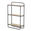 Hivvago 32 Inch Shelving Unit, Black Curved Iron Frame, Three Fir Wood Shelves In Neutral