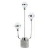 Hivvago 32 Inch Table Lamp, Accent Led Light, Globe Glass Shade, Round Base, Nickel In Silver