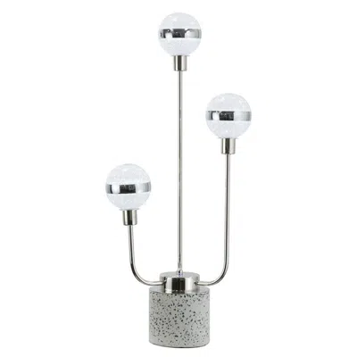 Hivvago 32 Inch Table Lamp, Accent Led Light, Globe Glass Shade, Round Base, Nickel In Silver