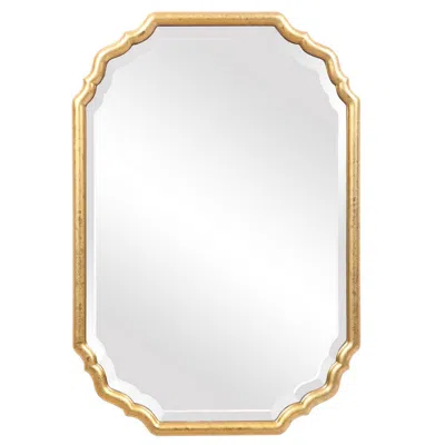 Hivvago 32 Inches Curved Design Wooden Vanity Mirror, Gold