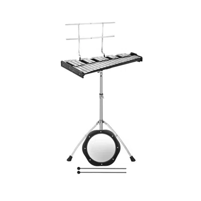 Hivvago 32 Note Glockenspiel Xylophone Percussion Bell Kit With Adjustable Stand