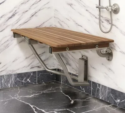 Hivvago 32" Premium Wall Mount Teak Shower Bench In Brown