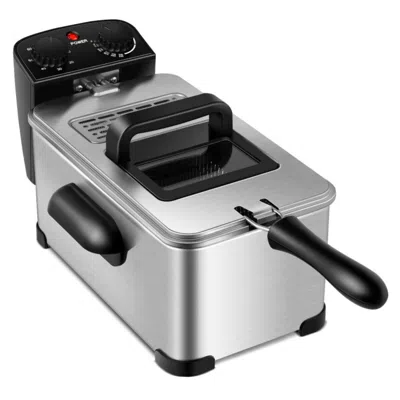 Hivvago 3.2 Quart Electric Stainless Steel Deep Fryer With Timer In Silver
