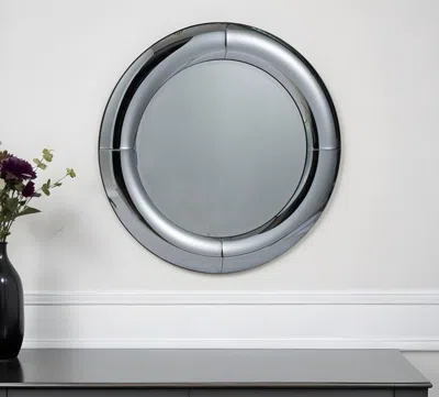 Hivvago 32" Silver Round Curved Frame Accent Mirror