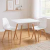 Hivvago 32" White And Natural Wood And Solid Wood Square Dining Table In White