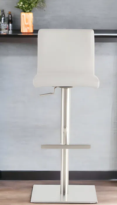 Hivvago 32" White And Silver Steel Swivel Low Back Bar Height Bar Chair