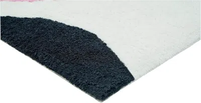 Hivvago 32" White Black And Pink Cotton Cow Youthful Bath Rug