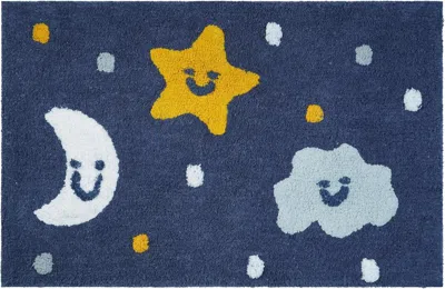 Hivvago 32" White Blue And Yellow Cotton Clouds And Stars Youthful Bath Rug