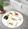 Hivvago 32" White Yellow And Red Cotton Cars Round Youthful Bath Rug In White