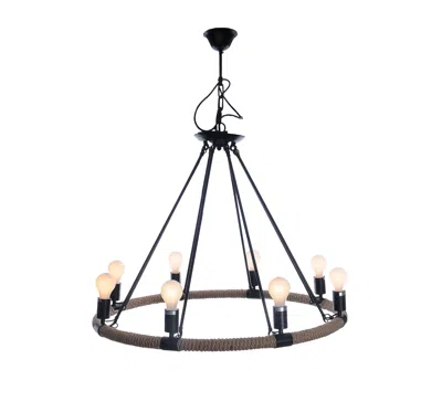 Hivvago 32" X 37" X 32" 8 Bulbs Rope Pendant Lamp In Black
