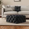 Hivvago 33" Black Velvet Rolling Tufted Cocktail Ottoman In Black