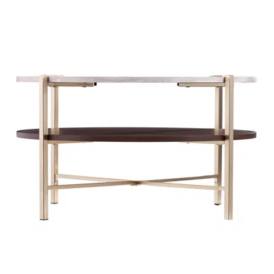 Hivvago 33" Brass Solid Manufactured Wood And Metal Round Coffee Table In Neutral
