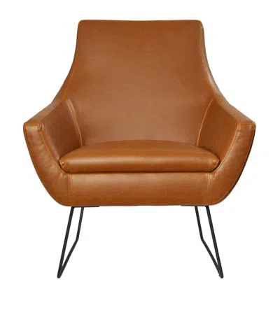 Hivvago 33" Brown And Black Faux Leather Distressed Arm Chair