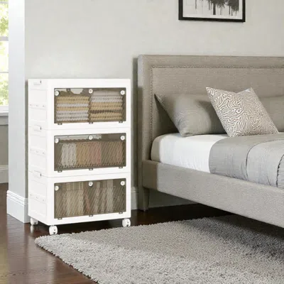 Hivvago 33-gallon Stackable Storage Boxes With Secure Lids For Bedroom Or Living Room In White