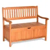 Hivvago 33 Gallon Wooden Storage Bench With Liner For Patio Garden Porch
