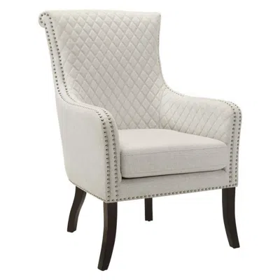 Hivvago 33 Inch Accent Armchair, Diamond Stitched Design, Beige Textured Polyester